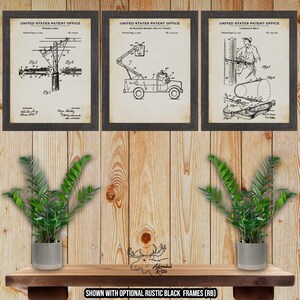 Lineman Patent Print Set of 3 - Vintage Lineman Poster Set - Lineman Inventions - Utility Company Decor - Lineman Gift Idea