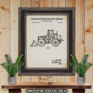 Front End Loader Patent Print - 1992 Backhoe Poster - Construction Equipment Invention - Machinery Wall Art - Heavy Equipment Operator Gift