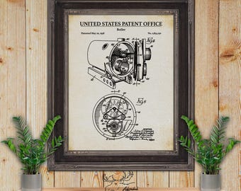 Kessel Patent Druck - HLK Erfindung 1958 - Rustikales HKL Poster - HLK Techniker Geschenk - Reparaturwerkstatt Wandkunst - Heizungsbauer Geschenk