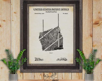 Football Goal Post Patent Print - Football Poster - Football Invention - Football Wall Decor - Football Fan Gift - Football Illustration