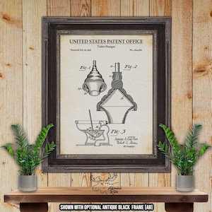 Toilet Plunger Patent Print - Vintage Bathroom Poster - 1958 Bathroom Invention - Retro Bathroom Wall Decor - Toilet Plunger Poster