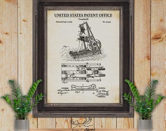 Treadmill Patent Print - Home Gym Poster - 1879 Fitness Equipment Invention - Gym Wall Decor - Fitness Enthusiast Gift - Exercise Wall Art