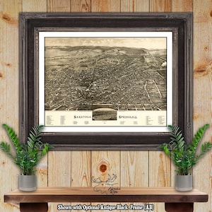 Saratoga Springs New York Bird's Eye View-kaart 1888 Fine Art Print - renbaan Saratoga - oude stadskaart - reproductie historische kaart