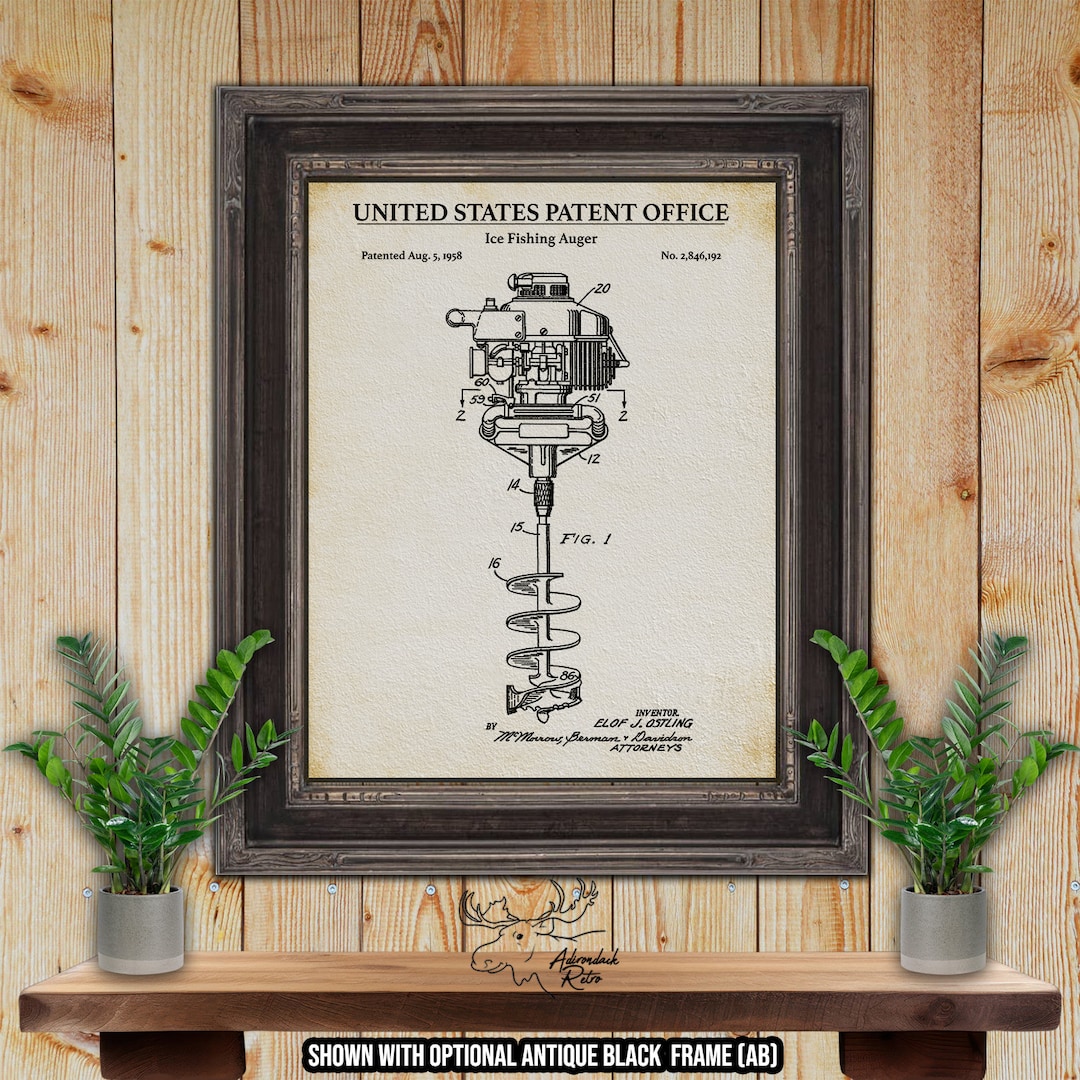 Ice Fishing Auger Patent Print - 1958 Ice Fishing Gear Invention ...