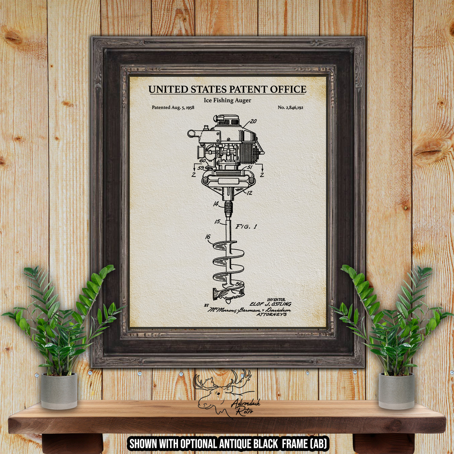 Ice Fishing Auger Patent Print - 1958 Ice Fishing Gear Invention Ice Fishing Auger Patent Print - 1958 Ice Fishing Gear Invention