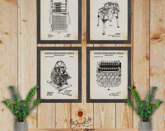 Accounting Machines Patent Print Set of 4 - Accounting Inventions - Accountant Gift - Accounting Posters - Tax Professional Gift