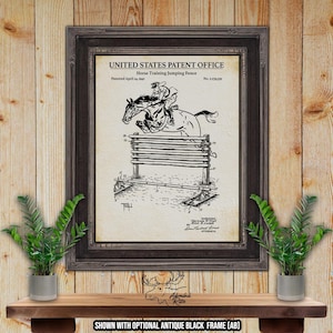 Horse Training Jumping Fence Patent Print - 1942 Equestrian Wall Art - Retro Equine Poster - Horse Owner Gift - Horse Jumping Poster