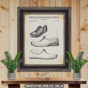 Golf Shoes Patent Print - 1988 Golf Shoe Design Blueprint - Retro Golfing Invention Poster - Golfer Gift Idea - Man Cave Wall Decor
