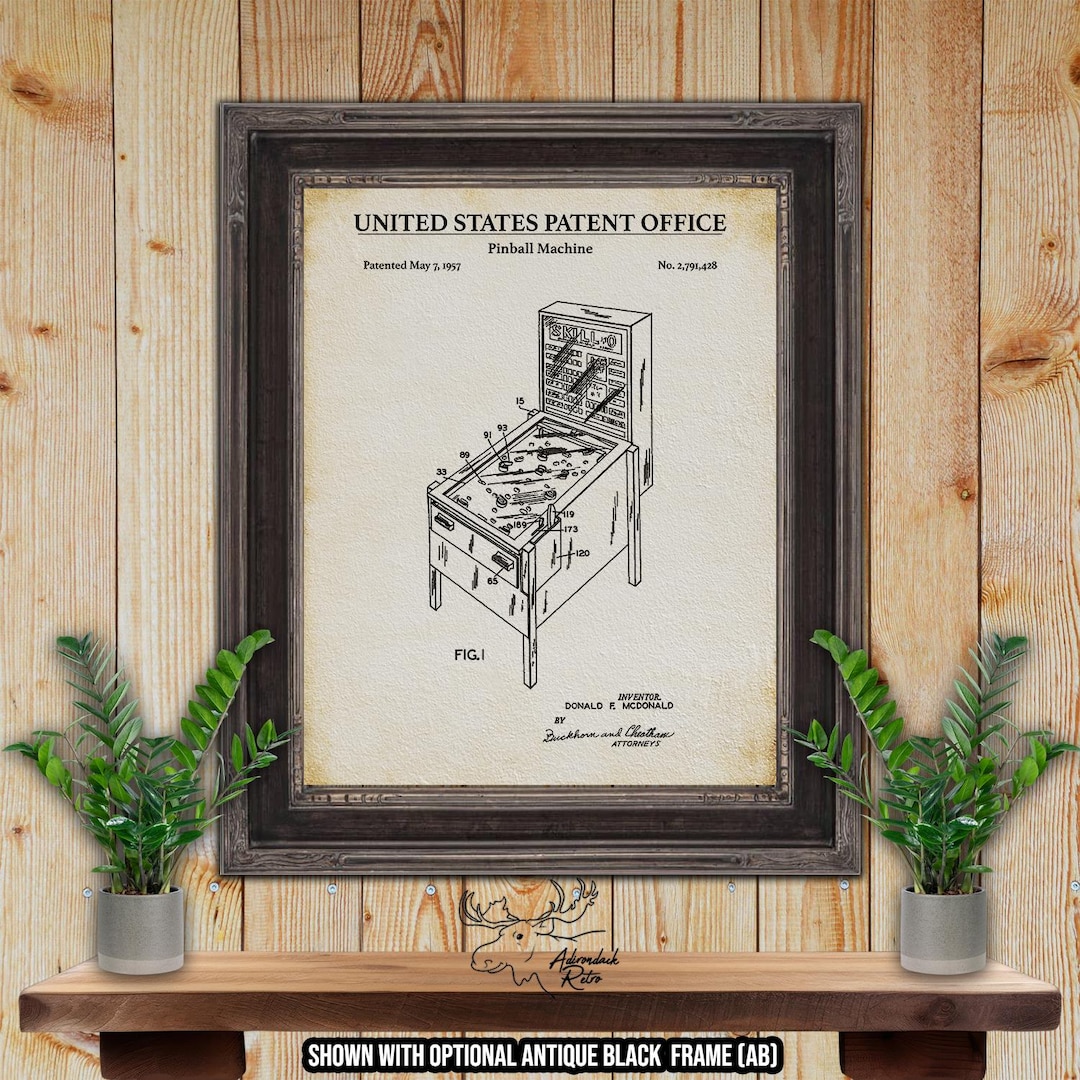 Pinball Machine Patent Print - 1957 Pinball Machine Invention - Retro ...