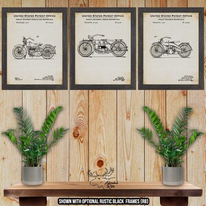 Motorcycle Patent Print Set of 3 - Motorcycle Posters - Motorcycle Inventions - Biker Gift - Motorcycle Wall Art - Motorcycle Wall Decor