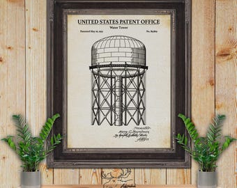 Wasserturm Patent Druck - Architektur Wandkunst - 1933 Architektonische Erfindung Poster - Wassertechniker Geschenk - Landwirt Geschenk - Landwirtschaft Dekor