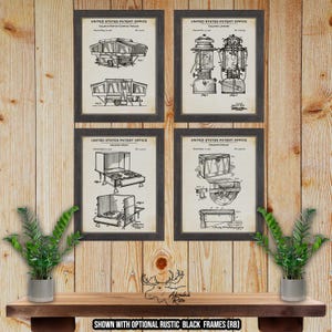 Camping Patent Print Set of 4 - Camping Poster Set - Retro Camping Inventions - Camping Wall Art - Camping Trailer Decor - Camper Gift