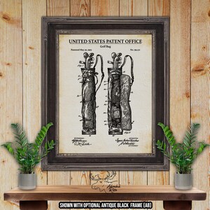 Golf Bag Patent Print - 1905 Golf Bag Design Blueprint - Retro Golfing Invention Poster - Golfer Gift Idea- Man Cave Decor
