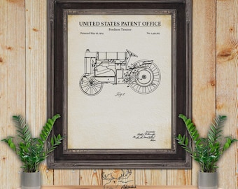 Tractor Patent Print - 1924 Tractor Invention - Rustic Tractor Poster - Farmer Gift - Farming Wall Decor - Farmhouse Wall Art - Rancher Gift