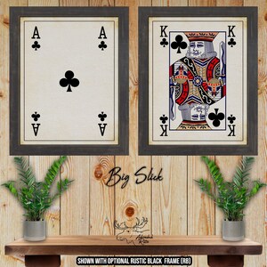 Aas en koning van clubs speelkaart Fine Art Prints - Big Slick pokerkaartposters - Black Jack-afdrukken - pokerspeler cadeau - kaartspeler cadeau