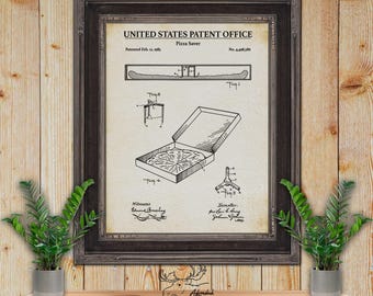Impresión de patente de Pizza Saver - Póster culinario - Invención de la pizza de 1985 - Decoración de pizzerías - Regalo para amantes de la pizza - Regalo para amantes de la comida - Decoración de pizzerías