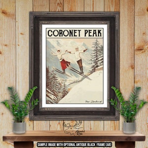 Coronet Peak New Zealand Retro Ski Resort Art Print - Snow Skier Gift - Rustic Ski Lodge Wall Art - Snowboarder Gift - Ski Patroller Gift