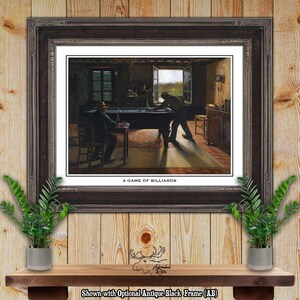 A Game of Billiards by William Bartlett Fine Art Print - Pool Player Gift - Pool Room Decor - Billiard Lounge Decor - Pool Shark Gift