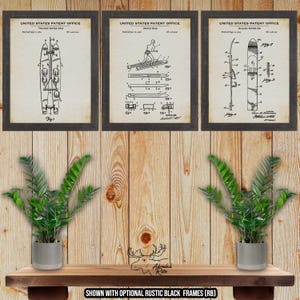 Water Ski Patent Print Set of 3 - Water Ski Poster Set - Water Ski Inventions - Water Skier Gift - Summer Camp Decor - Skiing Wall Art