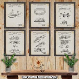 Slot Car Racing Patent Print Set of 6 - Retro Slot Car Posters - Slot Car Inventions - Slot Car Racer Gift - Hobby Room Wall Decor