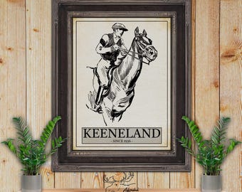 Keeneland Race Course Horse Racing Print - Kentucky Horse Track Racing Poster - Equestrian Wall Art - Horse Racing Gift - Horse Portrait
