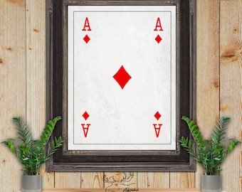 Ace of Diamonds Playing Card Fine Art Print - Playing Card Poster - Poker Player Gift - Casino Wall Art - Game Room Decor - Card Player Gift