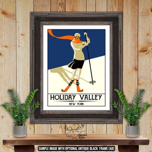 Holiday Valley New York Retro Ski Resort Print - Snow Skier Gift - Skiliefhebber Poster Art - Snowboarder Gift - Ski Patroller Gift