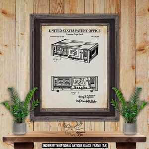 Cassettespeler patent print - poster retro elektronica - uitvinding cassettedeck 1976 - retro mediakunst aan de muur - decor muziekstudio