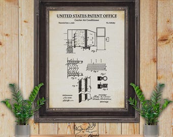 Air Conditioner Patent Print - 1906 HVAC Invention - HVAC Poster - HVAC Technician Gift - Repair Shop Wall Art - Heating Contractor Gift