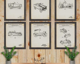 Pedal Car Patent Print Set of 6 - Pedal Car Poster Set - Pedal Car Inventions - Pedal Car Collector Gift - Pedal Car Wall Decor