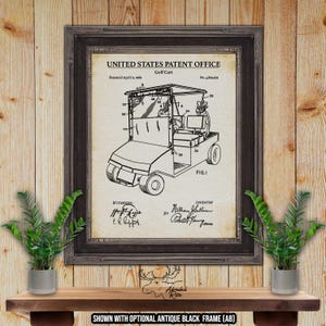 Golfkar patentprint - golfkar ontwerpblauwdruk 1989 - retro golfuitvinding poster - cadeau-idee golfer - man Cave Wall Decor
