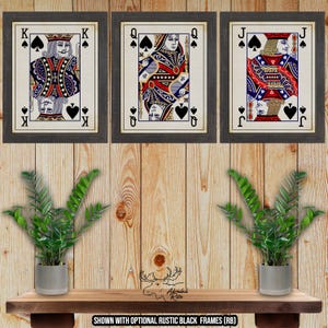 King Queen Jack of Spades Poker Print Set - Spades Court Cards - Playing Card Posters - Poker Player Gift - Game Room Art - Card Player Gift