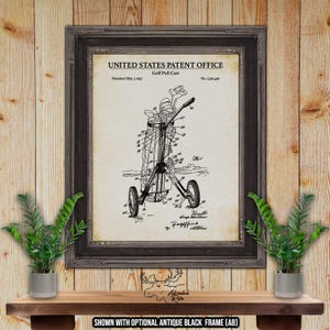 Patentprint golfkar - 1957 golfkar ontwerpblauwdruk - poster retro golfuitvinding - golfer cadeau - decor mangrot