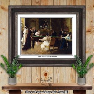 The Billiards Players by Luigi Sorio Fine Art Print - Pool Player Gift - Pool Room Decor - Billiard Lounge Decor - Pool Shark Gift