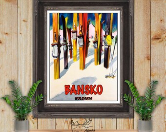Bansko Ski Resort Print - Bulgaria Ski Resort Poster - Snow Skier Gift - Ski Decor - Snowboarder Gift - Ski Patroller Gift