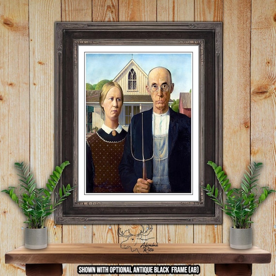 American Gothic Print - Grant Wood Illustration - Country Home
