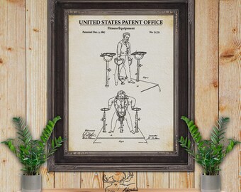 Fitness Equipment Patent Print - Home Gym Poster - 1867 Exercise Equipment Invention - Vintage Gym Wall Decor - Fitness Enthusiast Gift