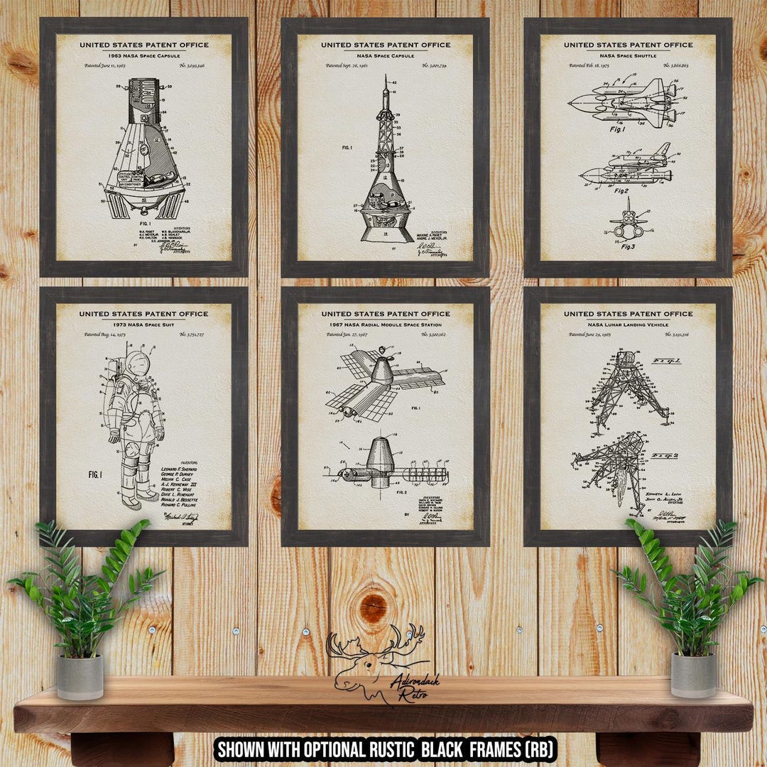 NASA Space Patent Print Set of 6 - Vintage NASA Poster Set - Space ...