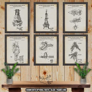 NASA Space Patent Print Set of 6 - Vintage NASA Poster Set - Space Exploration Inventions - Astronaut Gift - Retro NASA Blueprints