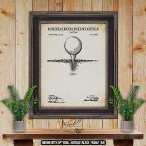 Golf Tee Patent Print - 1899 Golf Tee Design Blueprint - Retro Golfing Invention Poster - Golfer Gift Idea - Man Cave Wall Decor