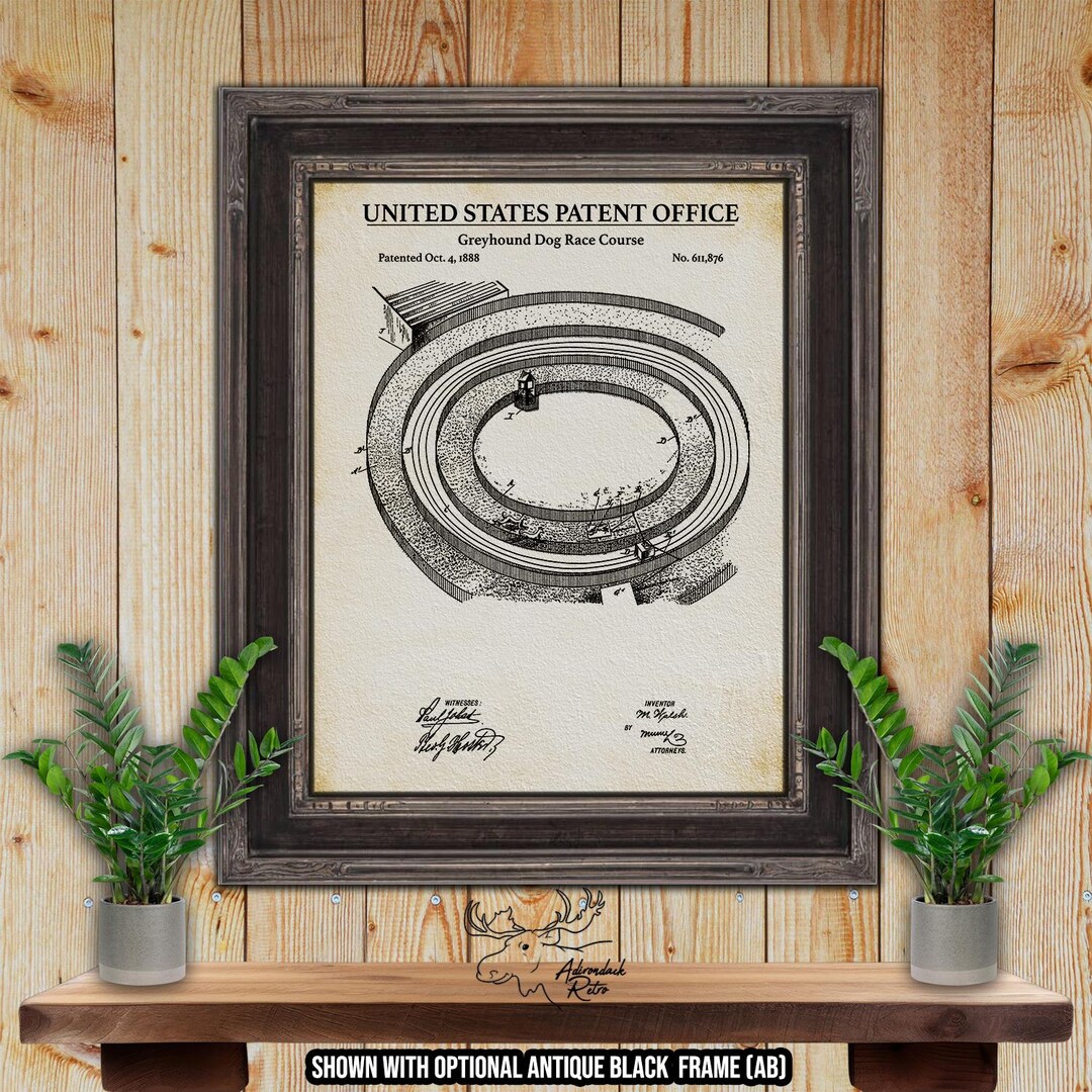 Greyhound Dog Race Course Patent Print - Vintage 1888 Greyhound Racing ...