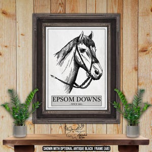 Epsom Downs Horse Racing Poster - United Kingdom Horse Track Racing Print - Equestrian Wall Art - Horse Racing Gift - Horse Portrait