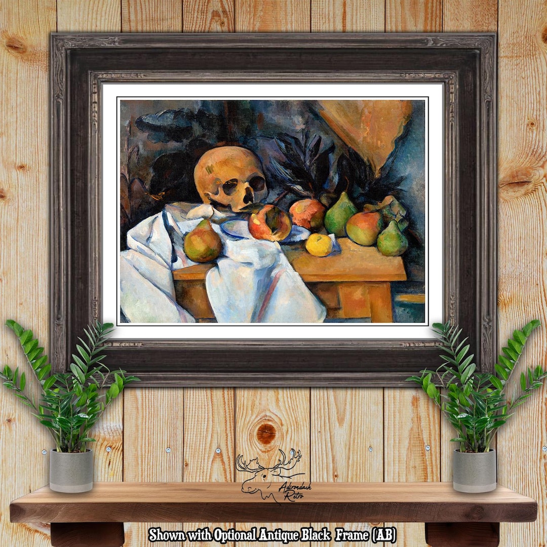 Still Life With Skull Print - Paul Cezanne Illustration - Gothic Wall ...