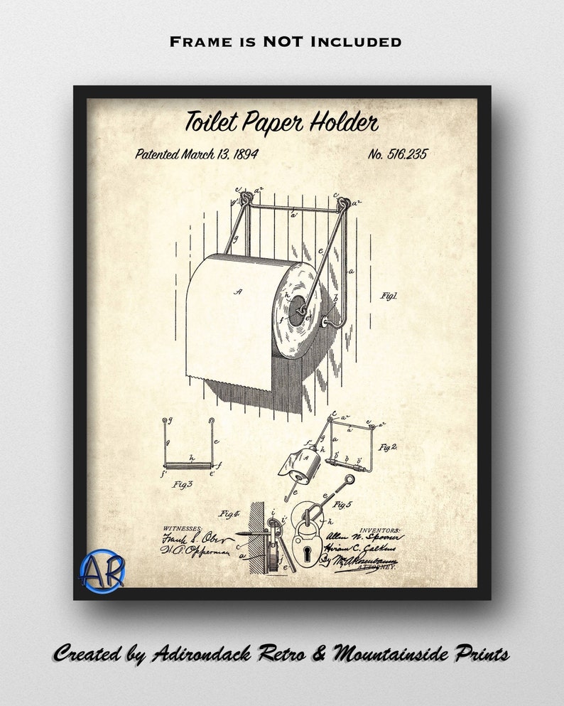 Toilet Paper Holder Patent Print 1894 Toilet Paper Art Print Etsy