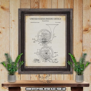 French Horn Patent Print - 1914 French Horn Poster - Brass Instrument Invention - Music Studio Wall Art - Musician Gift - Music Teacher Gift