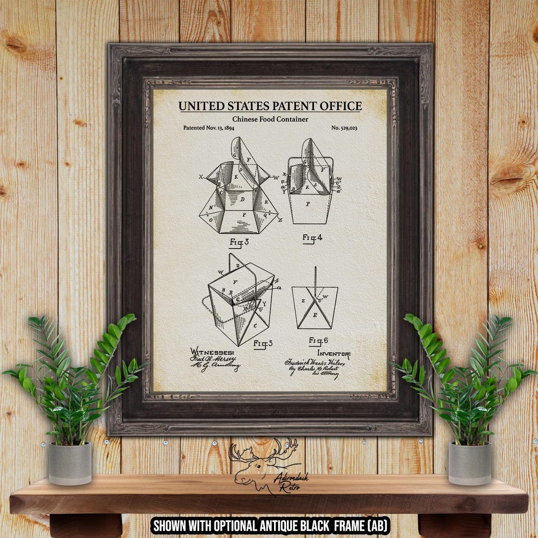 Chinese Food Container Patent Print - Kitchen Gadget Illustration ...