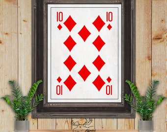 Ten of Diamonds Fine Art Poker Print - Playing Card Poster - Poker Player Gift - Casino Wall Decor - Game Room Decor - Card Player Gift