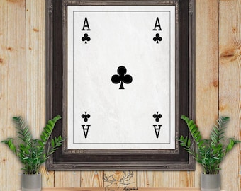 Ace of Clubs Playing Card Fine Art Print - Playing Card Poster - Poker Player Gift - Casino Wall Decor - Game Room Decor - Card Player Gift