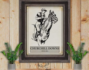 Churchill Downs Horse Racing Print - Kentucky Horse Track Racing Poster - Equestrian Wall Art - Horse Racing Gift - Horse Portrait