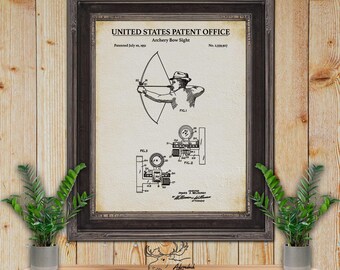 Bogenvisier Patent Druck - Jagd Invention Blueprint Art - 1951 Bogenvisier Poster - Toxophilite Geschenk - Bogenjäger Geschenk - Bogenschütze Geschenk